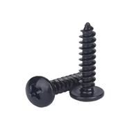 HEXHUASR 10-100 Pezzi M2 M2.3 M2.6 M3 M4 M5 M6*L in Acciaio con Testa a Fungo Nera (Testa a Croce) Viti autofilettanti(20mm)