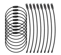 HEXHUASR 10/50/100 Pezzi Portachiavi in Filo di Acciaio Inossidabile Portachiavi Cavo ad Anello Anelli for Appendere targhette for Bagagli, Chiavi e Porta targhette identificative(Black,10PCS)