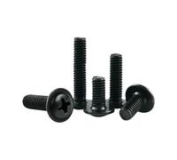 HEXHUASR 100 Pezzi/Lotto PWB Testa Tonda con rondella Vite autofilettante in Acciaio al Carbonio Placcato Nero Vite a Traliccio M1.4 M1.7 M2 M2.3 M2.6 M3 M3.5 M4(6mm x100pcs)