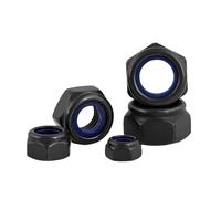 HEXHUASR Dadi esagonali autobloccanti in nylon zincato nero 304, controdado DIN985 M2 M2,5 M3 M4 M5 M6 M8 M10 M12 M14 M16 M18(M12 x5pcs)