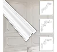 HEXIM HCR517 - Stucco decorativo da parete in HDPS/PU bianco, cornice decorativa, cornice per quadri, modanatura, 20 metri