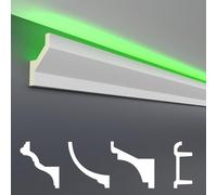 HEXIM Listelli a LED in stucco a risparmio energetico, illuminazione indiretta con modanature da soffitto in PU, leggeri e opachi, 2 m, LED 10, accessori da parete
