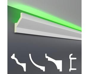 HEXIM Listelli a LED in stucco a risparmio energetico, illuminazione indiretta con modanature da soffitto in PU, leggeri e opachi, 2 m, LED 10, accessori da parete