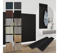 HEXIM Pannelli Acustici 138,5x60cm - Parete a Lamelle Flessibile Legno MDF Pannelli Murali Rivestimento a Lamelle Rivestimento Murale (12 pannelli / 9,96 m² Black Edition - APH12)