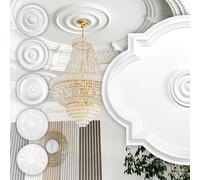 HEXIM Perfect stucco rosone - grande selezione di rosoni da soffitto in schiuma rigida PU, robusto, elemento decorativo (B3073-610 x 520 mm) Bordo per lampadario medaglione decorazione interna