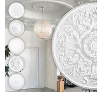 HEXIM Perfect stucco rosone - grande selezione di rosoni da soffitto in schiuma rigida PU, robusto, elemento decorativo (B3037 - Ø 840 mm) Bordo per lampadario medaglione decorazione interna