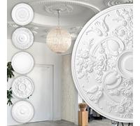 HEXIM Perfect stucco rosone - grande selezione di rosoni da soffitto in schiuma rigida PU, robusto, elemento decorativo (B3004 - Ø 795 mm) Bordo per lampadario medaglione decorazione interna