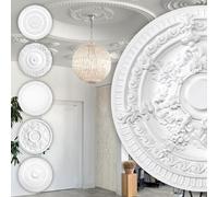 HEXIM Perfect stucco rosone - grande selezione di rosoni da soffitto in schiuma rigida PU, robusto, elemento decorativo (B3009 - Ø 660 mm) Bordo per lampadario medaglione decorazione interna