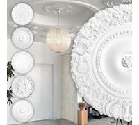 HEXIM Perfect stucco rosone - grande selezione di rosoni da soffitto in schiuma rigida PU, robusto, elemento decorativo (B3039 - Ø 535 mm) Bordo per lampadario medaglione decorazione interna