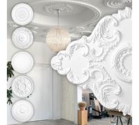 HEXIM Perfect stucco rosone - grande selezione di rosoni da soffitto in schiuma rigida PU, robusto, elemento decorativo (B2023-940 x 660 mm) Bordo per lampadario medaglione decorazione interna