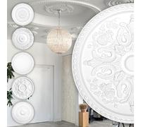 HEXIM Perfect stucco rosone - grande selezione di rosoni da soffitto in schiuma rigida PU, robusto, elemento decorativo (B3015 - Ø 830 mm) Bordo per lampadario medaglione decorazione interna