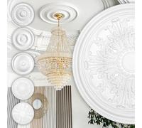 HEXIM Perfect stucco rosone - grande selezione di rosoni da soffitto in schiuma rigida PU, robusto, elemento decorativo (B3064 - Ø 509 mm) Bordo per lampadario medaglione decorazione interna