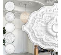 HEXIM Perfect stucco rosone - grande selezione di rosoni da soffitto in schiuma rigida PU, robusto, elemento decorativo (B2016-914 x 660 mm) Bordo per lampadario medaglione decorazione interna