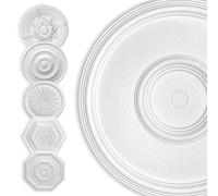 HEXIM Rosetta Stuck in polistirene EPS bianco, rosone per soffitto rotondo e angolare, decorazione interna per soffitto e parete, rosetta ornamentale per soffitto, ornamenti per soggiorno, decorazione