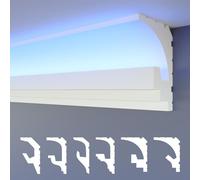 HEXIMO LED 2in1 Modanature per stucchi, soffitti a illuminazione indiretta XPS polistirene, Profilo di raccordo leggero (20,4 Metri HLED 5)