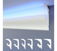 HEXIMO LED 2in1 Modanature per stucchi, soffitti a illuminazione indiretta XPS polistirene, Profilo di raccordo leggero (1,7 Metri HLED 17)
