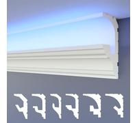 HEXIMO LED 2in1 Modanature per stucchi, soffitti a illuminazione indiretta XPS polistirene, Profilo di raccordo leggero (1,7 Metri HLED 6)