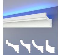 HEXIMO LED Modanature per stucchi classc, modanature per pareti e soffitti con illuminazione indiretta in polistirene XPS (20,4 Metri HLED 3)