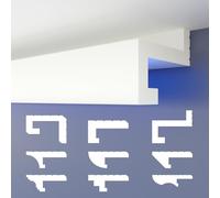 HEXIMO LED Profilo di fuga d'ombra, Modanature in stucco, illuminazione indiretta Soffitto in cartongesso in polistirene XPS (10,2 Metri HLED 8)