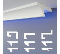 HEXIMO LED Profilo di fuga d'ombra, Modanature in stucco, illuminazione indiretta Soffitto in cartongesso in polistirene XPS (20,4 Metri HLED 14)