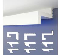 HEXIMO LED Profilo di fuga d'ombra, Modanature in stucco, illuminazione indiretta Soffitto in cartongesso in polistirene XPS (20,4 Metri HLED 7)