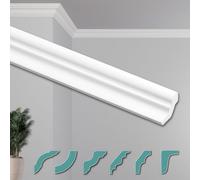HEXIMO Stucchi per soffitto - Moderni in XPS Styropor bianco, Lunghezza 2 Metri Profili di Cornici Modanature Decorative (Angoli pretagliati ZG10)