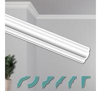 HEXIMO Stucchi per soffitto - Moderni in XPS Styropor bianco, Lunghezza 2 Metri Profili di Cornici Modanature Decorative (20 metri ZG25)
