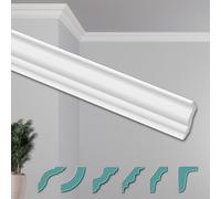 HEXIMO Stucchi per soffitto - Moderni in XPS Styropor bianco, Lunghezza 2 Metri Profili di Cornici Modanature Decorative (Angoli pretagliati ZG15)