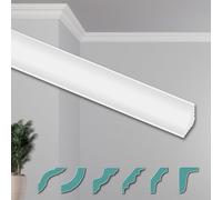 HEXIMO Stucchi per soffitto - Moderni in XPS Styropor bianco, Lunghezza 2 Metri Profili di Cornici Modanature Decorative (50 metri ZG1)