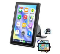 Hexinex CarPlay Auto, 9 pollici Touchscreen Wireless Carplay e Android Auto, supporto verticale magnetico girevole a 360° [inclusa telecamera posteriore] Controllo vocale Siri, BT, AUX/FM, MirrorLink