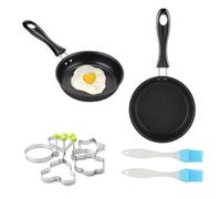 HexinYigjly Confezione da 2 mini padelle antiaderenti da 12 cm, per omelette, uova fritte e campeggio, funziona su fornelli e piani cottura a induzione, include 2 spazzole e 4 stampi per uova