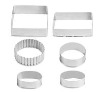 HexinYigjly Set di 6 formine per biscotti, quadrate, rettangolari, geometriche, rotonde, in acciaio inox, per cucina, cottura, compleanno, Natale, San Valentino