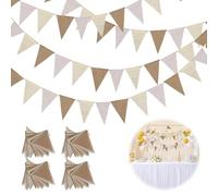 Hexizexi 48 bandierine per esterni, colore beige, set da 4 ghirlande da 16 m, per esterni, resistenti alle intemperie, per compleanni, matrimoni, feste, giardino, decorazione