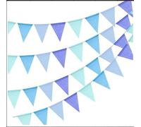 Hexizexi 48 bandierine per esterni, colore blu, set da 4 ghirlande da 16 m, per esterni, resistenti alle intemperie, per compleanni, matrimoni, feste, giardino, decorazione
