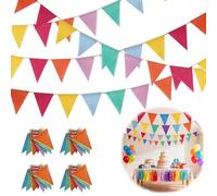 Hexizexi Set di 48 bandierine colorate, 4 pezzi, 16 m, per esterni, impermeabili, per compleanni, matrimoni, feste, decorazioni da giardino (blu, verde, giallo, arancione, rosso, viola)