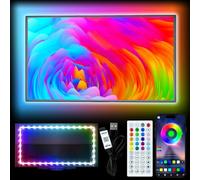 HEXJOSGL Luce LED per TV, striscia luminosa a LED da 5 m per TV da 50 a 75 pollici, retroilluminazione TV RGB posteriore, sincronizzazione musica Bluetooth APP e telecomando, striscia luminosa