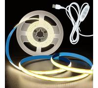 HEXJOSGL Striscia LED COB da 5 V, luce bianca naturale, 4000 K, 320 LED/M, larghezza 8 mm, dimmerabile, flessibile, per retroilluminazione TV, armadio, scaffali, specchi, decorazione per la casa fai