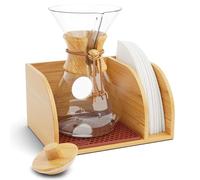 HEXNUB - Contenitore e coperchio per caffettiera versata, supporto in bambù adatto per caraffe Chemex, Bodum, Cosori, tappetino resistente al calore, supporto per filtro per macchina da caffè a goccia