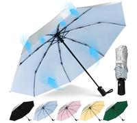 HEXSOLID 105CM/92CM Ombrello Pieghevole Antivento Pioggia da Viaggio Ombrello Automatico Nero Ombrello Piccolo Portatile da Resistente al Vento All'acqua 8 Ossa