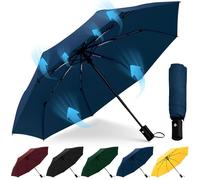 HEXSOLID Large Ombrello Pieghevole Antivento Pioggia da Viaggio Ombrello Automatico Inverso Grande Resistente al Vento All'acqua e Compatto Robusto 8 Ossa