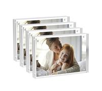 Hexsonhoma Cornice portafoto in acrilico da 6 x 9 cm, confezione da 4 pezzi, trasparente su entrambi i lati, display senza cornice, per foto da 6 x 9 cm
