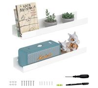 Hexsonhoma Mensola da parete in acrilico bianco, 46 cm, confezione da 2, organizer da parete per libri, bottiglie, piccole piante, cornici, spezie, vino, decorazioni, statuette