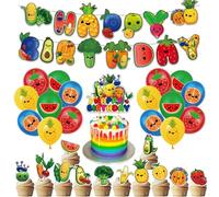 Hey Bear Sensory Dancing Fruit Decorazioni Compleanno - Palloncini, Topper Torte e Striscione per Feste