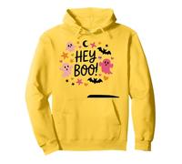Hey Boo - Camicia con Fantasma, Stelle, Teschi, Pipistrelli, Rosa e Arancione Felpa con Cappuccio