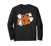 Hey Boo - Costume Divertente per Halloween, per Adulti, da Donna Maglia a Manica