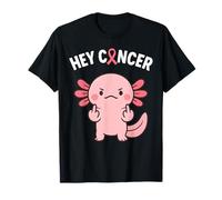 Hey Cancer Cute Axolotl Rosa Supporto per la consapevolezza del cancro al seno Maglietta