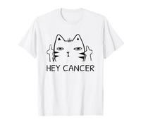 Hey Cancer FCK you Funny Cat dito medio Maglietta
