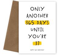 Hey Chimp Biglietto di auguri per 36° compleanno, per uomini e donne, con scritta in lingua inglese "Only Another 365 Days Until You", 94 cm, per festeggiare i 36 anni e l'età di 36 anni