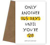 Hey Chimp Biglietto di auguri per il 27° compleanno, per uomini e donne, con scritta in lingua inglese "Only Another 365 Days Until You", 71 cm, per festeggiare i 27 anni e l'età dei 27 anni