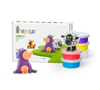HEY CLAY Animali Pack - 6 scatole di plastilina | Attività manuale per bambini | Argilla autodurcante | Giocattolo per ragazze e ragazzi 3-7 anni | Tempo libero creativo (mucca, cane, pecora)